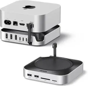 UGREEN Dock & Stand for Mac mini M4/M4 Pro with Built-in M.2 NVMe SSD Enclosure, 3×10Gbps USB-A, 10Gbps USB-C Data Port, SD/TF Card Reader, Aluminum Silver Docking Station UGREEN Dock & Stand for Mac mini M4/M4 Pro with Built-in M.2 NVMe SSD Enclosure, 3×10Gbps USB-A, 10Gbps USB-C Data Port, SD/TF Card Reader, Aluminum Silver Docking Station