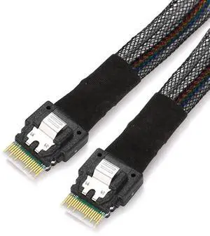 50cm SFF-8654 Male to Male Slimline SAS 4.0 Internal Cable, 38Pin 4i PCIe 4.0 Slim SAS Wire for Server RAID Controller, NVMe Backplane & High-Density Storage Chassis 50cm SFF-8654 Male to Male Slimline SAS 4.0 Internal Cable, 38Pin 4i PCIe 4.0 Slim SAS Wire for Server RAID Controller, NVMe Backplane & High-Density Storage Chassis
