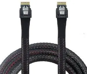 50cm PCIe 4.0 Slimline SAS SFF-8654 4i 38Pin Cable, SFF-8654 Host to SFF-8654 Target Internal Server RAID Storage Cable 50cm PCIe 4.0 Slimline SAS SFF-8654 4i 38Pin Cable, SFF-8654 Host to SFF-8654 Target Internal Server RAID Storage Cable
