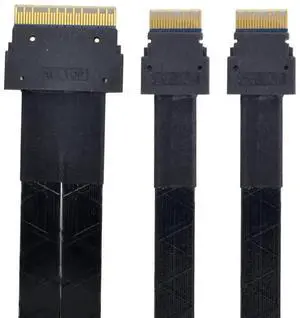 50cm PCIe 4.0 Slimline SAS Fanout Cable, SFF-8654 8i 74Pin Host to Dual SFF-8654 4i 38Pin Target Ultraport Server Storage Cable 50cm PCIe 4.0 Slimline SAS Fanout Cable, SFF-8654 8i 74Pin Host to Dual SFF-8654 4i 38Pin Target Ultraport Server Storage Cable