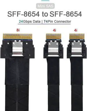 PCIe 4.0 Slimline SAS Breakout Cable 40cm, SFF-8654 8i 74Pin Male to Dual SFF-8654 4i 38Pin Male Ultraport Splitter Cable for Server NVMe Storage Backplane PCIe 4.0 Slimline SAS Breakout Cable 40cm, SFF-8654 8i 74Pin Male to Dual SFF-8654 4i 38Pin Male Ultraport Splitter Cable for Server NVMe Storage Backplane