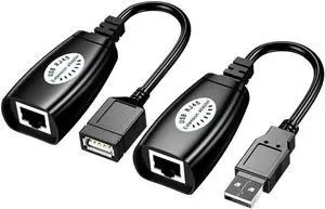 USB 2.0 to RJ45 LAN Extender Adapter, USB Signal Over Cat5/Cat5e/Cat6 Ethernet Cable Extension Cord for Remote USB Device Transmission USB 2.0 to RJ45 LAN Extender Adapter, USB Signal Over Cat5/Cat5e/Cat6 Ethernet Cable Extension Cord for Remote USB Device Transmission