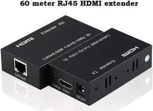 60M/196FT HDMI Over Single Cat6 RJ45 Ethernet Extender Transmitter & Receiver Kit, 1080P 3D HDCP Compliant HDMI LAN Extender with EDID Function for HD Display Transmission 60M/196FT HDMI Over Single Cat6 RJ45 Ethernet Extender Transmitter & Receiver Kit, 1080P 3D HDCP Compliant HDMI LAN Extender with EDID Function for HD Display Transmission