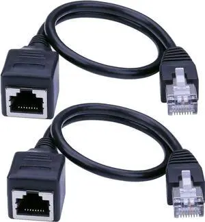 2 Pack 1FT/30CM Cat6 RJ45 Male to Female Ethernet Extension Cable, Gigabit LAN Patch Extender Cord for Router Modem PC PS5 Xbox Network Switch 2 Pack 1FT/30CM Cat6 RJ45 Male to Female Ethernet Extension Cable, Gigabit LAN Patch Extender Cord for Router Modem PC PS5 Xbox Network Switch
