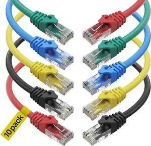 10 Pack 6FT/1.8M Cat6 UTP RJ45 Ethernet Patch Cable, Gigabit Unshielded LAN Internet Network Cord for Router Modem PC PS5 Xbox Network Switch 10 Pack 6FT/1.8M Cat6 UTP RJ45 Ethernet Patch Cable, Gigabit Unshielded LAN Internet Network Cord for Router Modem PC PS5 Xbox Network Switch