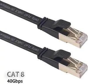 16.4FT Hannord Flat Cat8 Ethernet Cable, 26AWG 40Gbps 2000Mhz High Speed Gaming LAN Patch Cord, Weatherproof Gold Plated RJ45 White Network Cable for Xbox PS4 Router Modem Switch POE Cameras 16.4FT Hannord Flat Cat8 Ethernet Cable, 26AWG 40Gbps 2000Mhz High Speed Gaming LAN Patch Cord, Weatherproof Gold Plated RJ45 White Network Cable for Xbox PS4 Router Modem Switch POE Cameras
