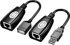USB 2.0 to RJ45 Cat5 Extender Adapter, USB Over Cat5e/Cat6 LAN Cable Extension Kit, 480Mbps USB Signal Extender Transmitter & Receiver for Printer, Webcam, Keyboard, Mouse USB 2.0 to RJ45 Cat5 Extender Adapter, USB Over Cat5e/Cat6 LAN Cable Extension Kit, 480Mbps USB Signal Extender Transmitter & Receiver for Printer, Webcam, Keyboard, Mouse