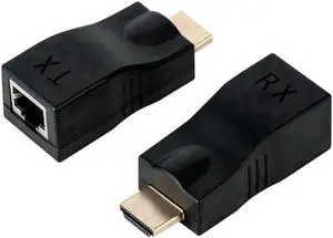 30M/100FT HDMI Over RJ45 Extender Kit, HDMI to RJ45 Ethernet Transmitter & Receiver Adapter, Single Port RJ45 Video Extension via Cat5e/Cat6 Cable for Monitor TV Projector 30M/100FT HDMI Over RJ45 Extender Kit, HDMI to RJ45 Ethernet Transmitter & Receiver Adapter, Single Port RJ45 Video Extension via Cat5e/Cat6 Cable for Monitor TV Projector