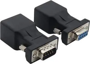 2 Pack DB9 9-Pin Male VGA to RJ45 Female Extender Adapter, VGA Signal Over Cat5/Cat6 LAN Cable Converter Connector 2 Pack DB9 9-Pin Male VGA to RJ45 Female Extender Adapter, VGA Signal Over Cat5/Cat6 LAN Cable Converter Connector