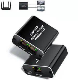 1 to 2 RJ45 Ethernet Splitter, 100Mbps Active LAN Splitter Adapter with USB Power Cable, Supports 2 Devices Simultaneous Networking, Compatible with Cat5/Cat5e/Cat6/Cat7/Cat8 Ethernet Cables 1 to 2 RJ45 Ethernet Splitter, 100Mbps Active LAN Splitter Adapter with USB Power Cable, Supports 2 Devices Simultaneous Networking, Compatible with Cat5/Cat5e/Cat6/Cat7/Cat8 Ethernet Cables