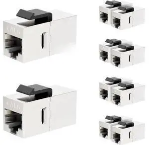 10 Pack Silver Shielded Cat6 RJ45 Inline Coupler, STP Female to Female Keystone Insert Ethernet Extension Connector, 10Gbps Network Cable Extender Compatible with Cat6/Cat5e/Cat5 10 Pack Silver Shielded Cat6 RJ45 Inline Coupler, STP Female to Female Keystone Insert Ethernet Extension Connector, 10Gbps Network Cable Extender Compatible with Cat6/Cat5e/Cat5