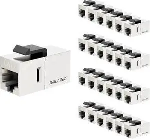 25 Pack Shielded Cat7 RJ45 Keystone Coupler Insert, 10Gbps STP Female to Female Ethernet Keystone Jack Extender Adapter, Compatible with Cat5e/Cat6/Cat6A/Cat7 Network Cables for Wall Plate Patch Panel 25 Pack Shielded Cat7 RJ45 Keystone Coupler Insert, 10Gbps STP Female to Female Ethernet Keystone Jack Extender Adapter, Compatible with Cat5e/Cat6/Cat6A/Cat7 Network Cables for Wall Plate Patch Panel