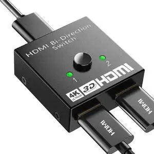 Aluminum Bidirectional HDMI Switch Splitter 4K@60Hz, 2 in 1 Out HDMI Switch / 1 in 2 Out HDMI Splitter, Supports HDR 3D, Compatible with Xbox, PS5, PS4, PS3, Blu-Ray Player, Fire Stick, Roku, HDTV Aluminum Bidirectional HDMI Switch Splitter 4K@60Hz, 2 in 1 Out HDMI Switch / 1 in 2 Out HDMI Splitter, Supports HDR 3D, Compatible with Xbox, PS5, PS4, PS3, Blu-Ray Player, Fire Stick, Roku, HDTV