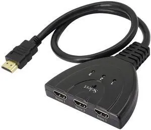 3 in 1 Out Manual HDMI Switch with HDMI Cable, 3 Port 1080P HDMI Switcher Splitter, Plug and Play 3 in 1 Out Manual HDMI Switch with HDMI Cable, 3 Port 1080P HDMI Switcher Splitter, Plug and Play