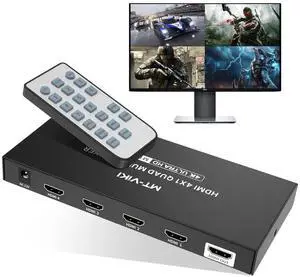 MT-VIKI 4x1 HDMI Multiviewer 4 in 1 Out with IR Remote, 4K@30Hz Seamless Quad Screen HDMI Switcher, Multi-Mode Split Screen Display for PS4 PS5, Security Cameras MT-VIKI 4x1 HDMI Multiviewer 4 in 1 Out with IR Remote, 4K@30Hz Seamless Quad Screen HDMI Switcher, Multi-Mode Split Screen Display for PS4 PS5, Security Cameras
