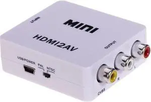1080P Mini HDMI to RCA Converter, HDMI to CVBS AV Composite Audio Video Adapter, Supports NTSC PAL, Plug and Play for HDTV, Old TV, Projector, DVD Player 1080P Mini HDMI to RCA Converter, HDMI to CVBS AV Composite Audio Video Adapter, Supports NTSC PAL, Plug and Play for HDTV, Old TV, Projector, DVD Player