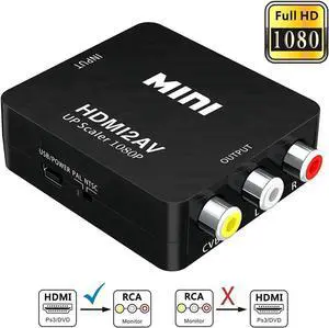 HDMI to 3RCA CVBS Composite AV Converter Adapter, 1080P HDMI to RCA Video Audio Converter Support PAL/NTSC, for PC, Laptop, Xbox, PS4, PS3, Blu-Ray Player, DVD, Camera, HD TV, STB, VHS VCR HDMI to 3RCA CVBS Composite AV Converter Adapter, 1080P HDMI to RCA Video Audio Converter Support PAL/NTSC, for PC, Laptop, Xbox, PS4, PS3, Blu-Ray Player, DVD, Camera, HD TV, STB, VHS VCR