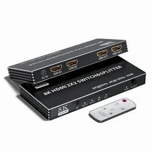 2x2 HDMI 2.1 Matrix Switch Splitter with IR Remote, 2 In 2 Out 8K@60Hz 4K@120Hz HDMI Matrix Switcher Support HDCP2.3, HDR10, HDR10+ & 3D for Gaming PC, Game Consoles, 8K TV Monitor 2x2 HDMI 2.1 Matrix Switch Splitter with IR Remote, 2 In 2 Out 8K@60Hz 4K@120Hz HDMI Matrix Switcher Support HDCP2.3, HDR10, HDR10+ & 3D for Gaming PC, Game Consoles, 8K TV Monitor