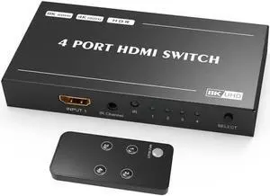 4 in 1 Out Directional HDMI 2.1 Switch with IR Remote, Ultra HD 8K 48Gbps High Speed HDMI Switcher Converter, Supports 8K@60Hz, 4K@120Hz, HDR, HDCP 2.3, VRR, ALLM 4 in 1 Out Directional HDMI 2.1 Switch with IR Remote, Ultra HD 8K 48Gbps High Speed HDMI Switcher Converter, Supports 8K@60Hz, 4K@120Hz, HDR, HDCP 2.3, VRR, ALLM
