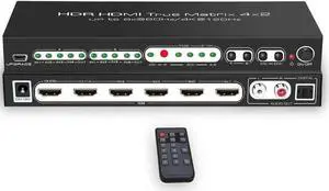 8K 4x2 HDMI 2.1 Matrix Switch Splitter, 4 In 2 Out HDMI Video Switcher with Optical SPDIF & RCA L/R Audio Extractor, Supports 8K@60Hz, 4K@120Hz, HDR10, ARC, HDCP 2.3, IR Remote Control for PS5, Xbox S 8K 4x2 HDMI 2.1 Matrix Switch Splitter, 4 In 2 Out HDMI Video Switcher with Optical SPDIF & RCA L/R Audio Extractor, Supports 8K@60Hz, 4K@120Hz, HDR10, ARC, HDCP 2.3, IR Remote Control for PS5, Xbox S