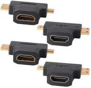 4 Pack 2-in-1 Mini & Micro HDMI Male to Standard HDMI Female Adapter, Gold-Plated Universal HDMI Extender Connector for Camera, Camcorder, Tablet & Laptop 4 Pack 2-in-1 Mini & Micro HDMI Male to Standard HDMI Female Adapter, Gold-Plated Universal HDMI Extender Connector for Camera, Camcorder, Tablet & Laptop