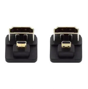 2 Pack 180 Degree Micro HDMI Male to Standard HDMI Female Angled Adapter, 4K@60Hz Bi-Directional Extender Connector for Action Camera, Tablet, Laptop 2 Pack 180 Degree Micro HDMI Male to Standard HDMI Female Angled Adapter, 4K@60Hz Bi-Directional Extender Connector for Action Camera, Tablet, Laptop
