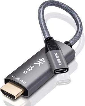 USB-C Female to HDMI Male Adapter Cable, USB 3.1 Type-C Thunderbolt 3 to HDMI Converter Supports 4K@60Hz for MacBook Pro Air Chromebook Pixel USB-C Female to HDMI Male Adapter Cable, USB 3.1 Type-C Thunderbolt 3 to HDMI Converter Supports 4K@60Hz for MacBook Pro Air Chromebook Pixel