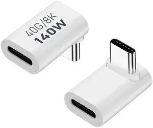 2 Pack White 90 Degree Right Angle USB-C Male to Female Extender Adapter, 140W PD Fast Charging Type-C Connector for Steam Deck, ROG Ally, Switch, Laptops, Tablets & Phones 2 Pack White 90 Degree Right Angle USB-C Male to Female Extender Adapter, 140W PD Fast Charging Type-C Connector for Steam Deck, ROG Ally, Switch, Laptops, Tablets & Phones