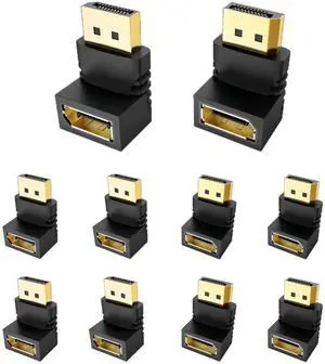 10 Pack Gold-Plated DP Male to Female Adapter Combo, 90° & 270 Degree Right Angle DisplayPort Extender Supports 4K Video for PC Laptop Monitor Projector 10 Pack Gold-Plated DP Male to Female Adapter Combo, 90° & 270 Degree Right Angle DisplayPort Extender Supports 4K Video for PC Laptop Monitor Projector