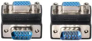 2 Pack 90 Degree Angled VGA Male to Female Adapter, HDB15 Pin SVGA D-Sub Gender Changer Video Converter for Monitor Projector Graphics Card PC Laptop 2 Pack 90 Degree Angled VGA Male to Female Adapter, HDB15 Pin SVGA D-Sub Gender Changer Video Converter for Monitor Projector Graphics Card PC Laptop