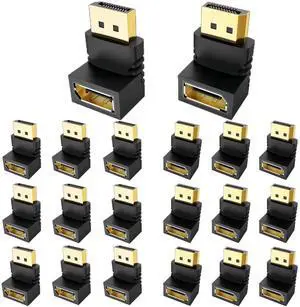 20 Pack 90° & 270° Right Angle DisplayPort Male to Female Adapter, Gold-Plated DP Extender Supports 4K UHD for Monitor Laptop Graphics Card PC 20 Pack 90° & 270° Right Angle DisplayPort Male to Female Adapter, Gold-Plated DP Extender Supports 4K UHD for Monitor Laptop Graphics Card PC