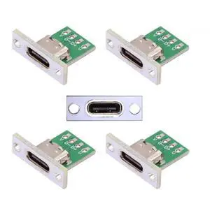 5 Pack Panel Mount 24Pin USB 2.0 Type-C Female Socket with PCB Breakout Board, DIY OEM USB-C Panel Mount Connector Module for Custom Enclosure Equipment Prototyping 5 Pack Panel Mount 24Pin USB 2.0 Type-C Female Socket with PCB Breakout Board, DIY OEM USB-C Panel Mount Connector Module for Custom Enclosure Equipment Prototyping