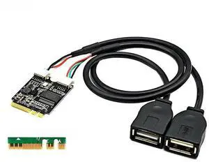 M.2 Key A/E to Dual USB 2.0 Riser Card with GL850 Hub Chip, 30cm Extension Cable, NGFF A+E WiFi Slot to 2-Port USB Adapter for Laptops & Desktops M.2 Key A/E to Dual USB 2.0 Riser Card with GL850 Hub Chip, 30cm Extension Cable, NGFF A+E WiFi Slot to 2-Port USB Adapter for Laptops & Desktops