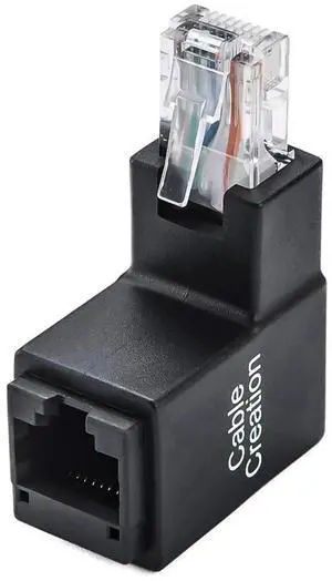 90° & 270° Up/Down Right-Angle RJ45 Ethernet Adapter, Cat5e Cat6 Male to Female Angled Network Coupler for Space-Saving Network Installation 90° & 270° Up/Down Right-Angle RJ45 Ethernet Adapter, Cat5e Cat6 Male to Female Angled Network Coupler for Space-Saving Network Installation
