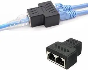 2 Pack 1 to 2 Ways RJ45 Splitter Adapter, 8P8C Ethernet LAN Socket Coupler Compatible with Cat5/Cat5e/Cat6/Cat7 for PC Laptop Router Network Cable Extension 2 Pack 1 to 2 Ways RJ45 Splitter Adapter, 8P8C Ethernet LAN Socket Coupler Compatible with Cat5/Cat5e/Cat6/Cat7 for PC Laptop Router Network Cable Extension