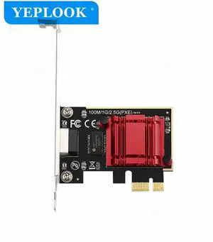 PCIe x1 2.5Gbps Ethernet Network Card with Heat Sink, RTL8125 Chip Single RJ45 2500Mbps Gigabit LAN Adapter for Desktop Gaming PC PCIe x1 2.5Gbps Ethernet Network Card with Heat Sink, RTL8125 Chip Single RJ45 2500Mbps Gigabit LAN Adapter for Desktop Gaming PC