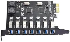 7 Ports PCIe to USB 3.0 Expansion Card, PCI Express x1 USB3.0 Hub Adapter with 5Gbps SuperSpeed for Desktop Motherboard 7 Ports PCIe to USB 3.0 Expansion Card, PCI Express x1 USB3.0 Hub Adapter with 5Gbps SuperSpeed for Desktop Motherboard