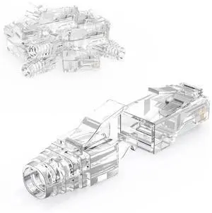 100 Pack Transparent Cat6 RJ45 Modular Plugs with Strain Relief Boots, 8P8C Ethernet Connector Ends for Cat5/Cat6 Solid & Stranded LAN Cables 100 Pack Transparent Cat6 RJ45 Modular Plugs with Strain Relief Boots, 8P8C Ethernet Connector Ends for Cat5/Cat6 Solid & Stranded LAN Cables