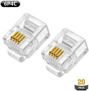 20 Pack RJ11 6P4C Modular Telephone Plugs with 3-Prong Piercing Contacts, RJ11 Connectors for Solid & Stranded Telephone Cables 20 Pack RJ11 6P4C Modular Telephone Plugs with 3-Prong Piercing Contacts, RJ11 Connectors for Solid & Stranded Telephone Cables