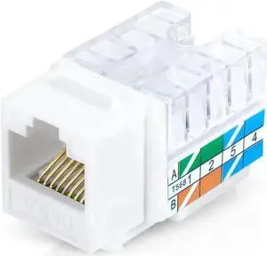 50 Pack White 90-Degree Slim UTP Cat5e Cat6 RJ45 Keystone Jack, Unshielded Modular Female Connector Compatible with Speed Termination Tool 50 Pack White 90-Degree Slim UTP Cat5e Cat6 RJ45 Keystone Jack, Unshielded Modular Female Connector Compatible with Speed Termination Tool