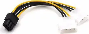 6 Inch PCIe 6 Pin to Dual 4 Pin Molex LP4 Power Adapter Cable, PCI Express 6Pin to 2x IDE 4Pin Converter Cord for Gaming Graphics Video Card GPU Power Supply 6 Inch PCIe 6 Pin to Dual 4 Pin Molex LP4 Power Adapter Cable, PCI Express 6Pin to 2x IDE 4Pin Converter Cord for Gaming Graphics Video Card GPU Power Supply