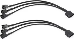 10 Inch Molex to 3 Way 3Pin/4Pin PC Case Fan Splitter Cable, 4Pin LP4 Molex to Triple Fan Power Adapter (2 Pack) 10 Inch Molex to 3 Way 3Pin/4Pin PC Case Fan Splitter Cable, 4Pin LP4 Molex to Triple Fan Power Adapter (2 Pack)