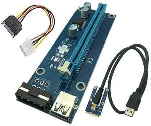 Mini PCIE 1X to 16X GPU Riser Card with SATA to 4Pin Molex Power Cable, USB3.0 Extension PCI Express Riser for Mining Machine Graphics Card Expansion Mini PCIE 1X to 16X GPU Riser Card with SATA to 4Pin Molex Power Cable, USB3.0 Extension PCI Express Riser for Mining Machine Graphics Card Expansion