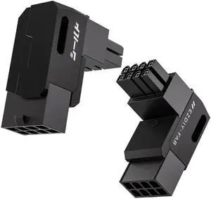 2 Pack Black Shield Series 90 Degree Angled 8Pin PCIe GPU Power Adapter, Aluminum Shell Right Angle PCI-E Graphics Card Power Connector 2 Pack Black Shield Series 90 Degree Angled 8Pin PCIe GPU Power Adapter, Aluminum Shell Right Angle PCI-E Graphics Card Power Connector