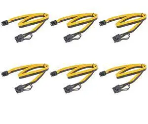 6 Pack 30cm PCIe 6Pin to 6+2 Pin GPU Power Cable, PCI Express 6/8 Pin Converter Cord for BTC Mining Rigs & Server Graphics Cards 6 Pack 30cm PCIe 6Pin to 6+2 Pin GPU Power Cable, PCI Express 6/8 Pin Converter Cord for BTC Mining Rigs & Server Graphics Cards