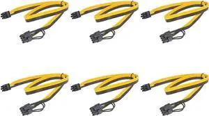 6 Pack 100cm PCIe 6Pin to 6+2 Pin GPU Power Cable, PCI Express 6/8 Pin Converter Cord for BTC Mining Rigs & Server Graphics Cards 6 Pack 100cm PCIe 6Pin to 6+2 Pin GPU Power Cable, PCI Express 6/8 Pin Converter Cord for BTC Mining Rigs & Server Graphics Cards