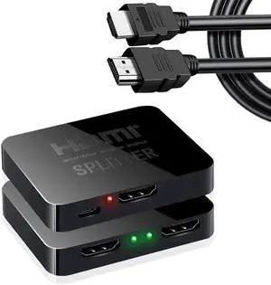 1 in 2 Out HDMI Splitter with 5FT HDMI Cable, 4K UHD 1x2 HDMI Duplicator, Mirror Only Splitter Copy Single Source to Two Displays Simultaneously 1 in 2 Out HDMI Splitter with 5FT HDMI Cable, 4K UHD 1x2 HDMI Duplicator, Mirror Only Splitter Copy Single Source to Two Displays Simultaneously