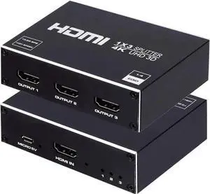 1 in 3 Out HDMI Splitter, 1x3 HDMI Audio Video Distributor Box Support 4K 3D, Compatible with HDTV STB DVD PS3 Projector 1 in 3 Out HDMI Splitter, 1x3 HDMI Audio Video Distributor Box Support 4K 3D, Compatible with HDTV STB DVD PS3 Projector