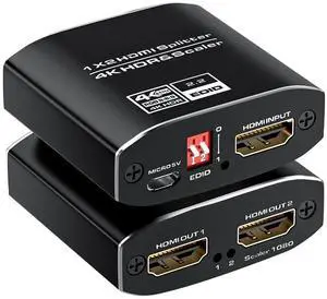 1 in 2 Out HDMI 2.0 Splitter 4K@60Hz HDR Mirror Duplicate Screen Splitter with EDID Control HDCP2.2 for Xbox PS5 PS4 PS3 PC DVD Fire Stick Blu-Ray Player TV Monitor 1 in 2 Out HDMI 2.0 Splitter 4K@60Hz HDR Mirror Duplicate Screen Splitter with EDID Control HDCP2.2 for Xbox PS5 PS4 PS3 PC DVD Fire Stick Blu-Ray Player TV Monitor