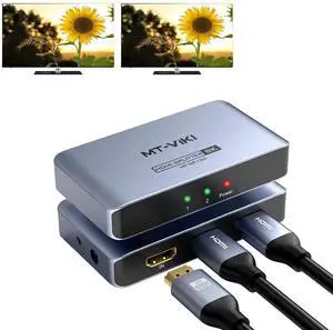 MT-VIKI 1 In 2 Out HDMI 2.1 Splitter Mirror Duplicator, 40Gbps 8K@60Hz 4K@120Hz Video Distributor, HDCP2.3 Aluminum Shell Non-Bidirectional with EDID Management MT-VIKI 1 In 2 Out HDMI 2.1 Splitter Mirror Duplicator, 40Gbps 8K@60Hz 4K@120Hz Video Distributor, HDCP2.3 Aluminum Shell Non-Bidirectional with EDID Management